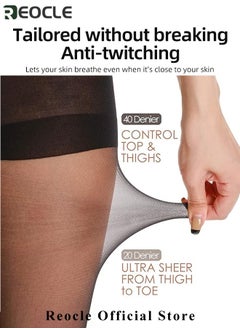 REOCLE Women's Pantyhose Control Top Pantyhose with Reinforced Toes & Anti-snagging Ultra-thin Breathable Pantyhose  - Image 5