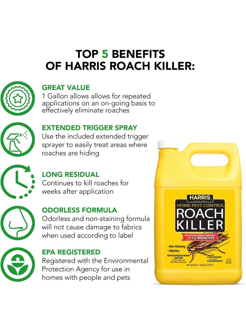 Harris Roach Killer, Liquid Spray with Odorless and Non-Staining 12-Month Extended Residual Kill Formula (Gallon)  - Image 2