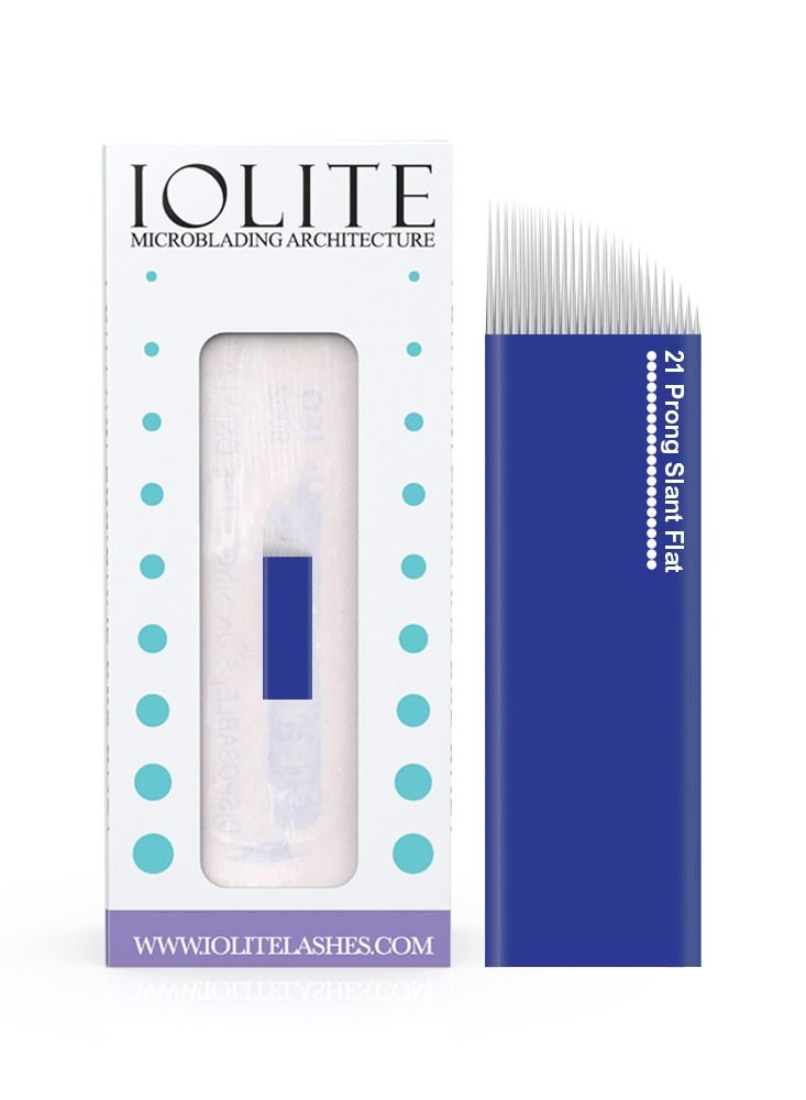 IOLITE إبر الميكروبلايدينغ 21 شعبة إبرة مسطحة مائلة حجم 22 مم تستخدم لمرة واحدة شفرة قابلة للتخلص معبأة معقمة 12 قطعة - Image 1