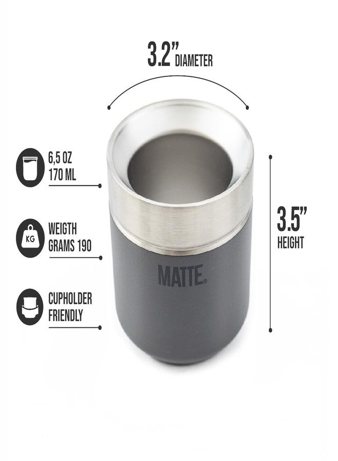 Matte 6.5 oz Yerba Mate Gourd and Bombilla Set - Includes DS Pro Box - BPA Free Yerba Mate Set Kit with Mate Straw, Elegant Design, Non-Slip Base (Grey) - Image 3