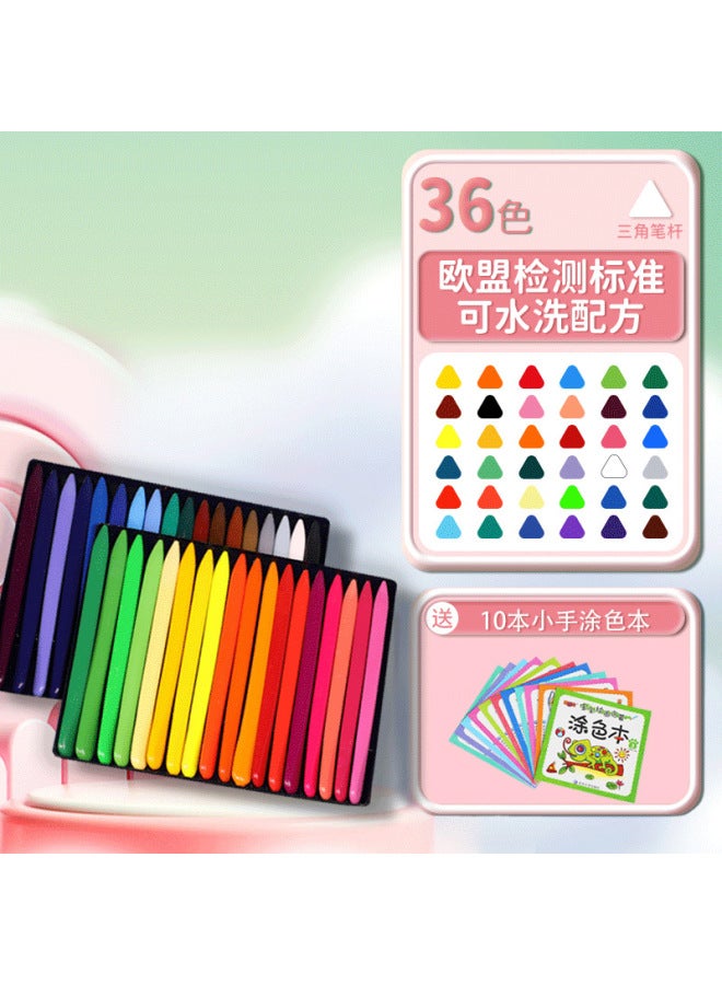 mriya Children's Non-dirty Hand Crayon 36 Color Triangle Plastic Wax Brush Kindergarten Painting Oil Painting Stick Color Brush Washable - Image 1
