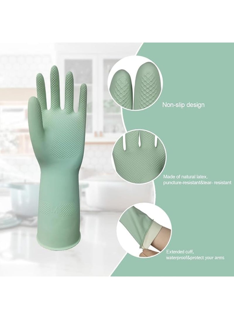 SYOSI Rubber Cleaning Gloves, Reusable Dishwashing and Household Cleaning Gloves with Non Slip Grip and Waterproof Design, Soft Durable Rubber Gloves for Kitchen Bathroom Laundry and Daily Chores, 4 Pairs - Image 2