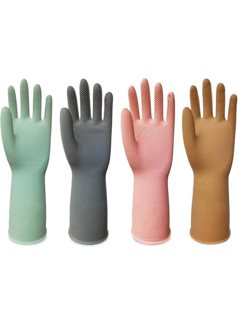SYOSI Rubber Cleaning Gloves, Reusable Dishwashing and Household Cleaning Gloves with Non Slip Grip and Waterproof Design, Soft Durable Rubber Gloves for Kitchen Bathroom Laundry and Daily Chores, 4 Pairs - Image 1