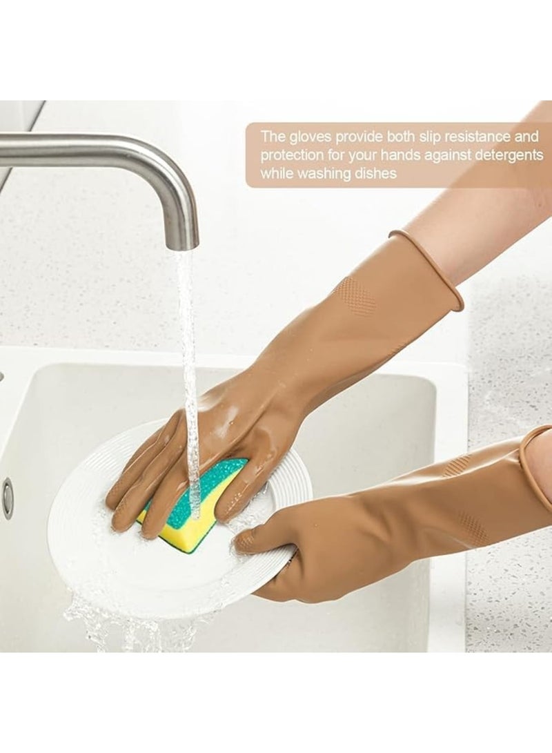 SYOSI Rubber Cleaning Gloves, Reusable Dishwashing and Household Cleaning Gloves with Non Slip Grip and Waterproof Design, Soft Durable Rubber Gloves for Kitchen Bathroom Laundry and Daily Chores, 4 Pairs - Image 4