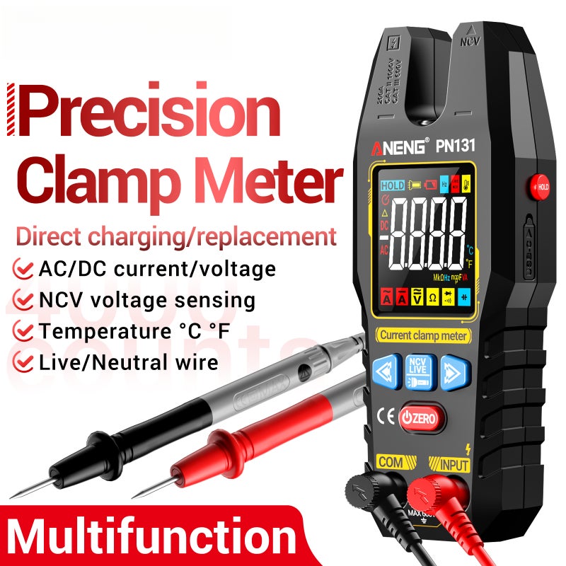 PN131 Clamp Meter Multimeter, Rechargeable 4000 Counts Digital Clamp Multimeter, Auto-Ranging AC/DC Voltage & Current Tester, True RMS, NCV Function, USB-C Charging - Image 2