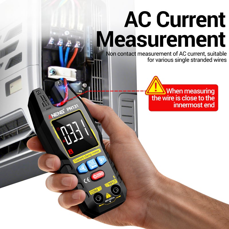 PN131 Clamp Meter Multimeter, Rechargeable 4000 Counts Digital Clamp Multimeter, Auto-Ranging AC/DC Voltage & Current Tester, True RMS, NCV Function, USB-C Charging - Image 4