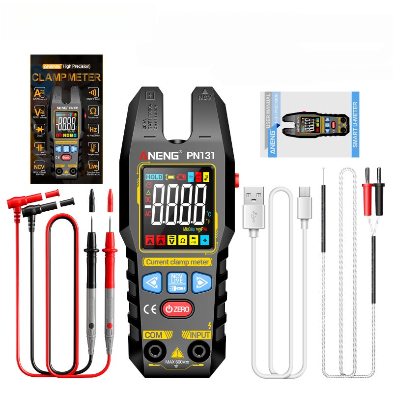 PN131 Clamp Meter Multimeter, Rechargeable 4000 Counts Digital Clamp Multimeter, Auto-Ranging AC/DC Voltage & Current Tester, True RMS, NCV Function, USB-C Charging - Image 1