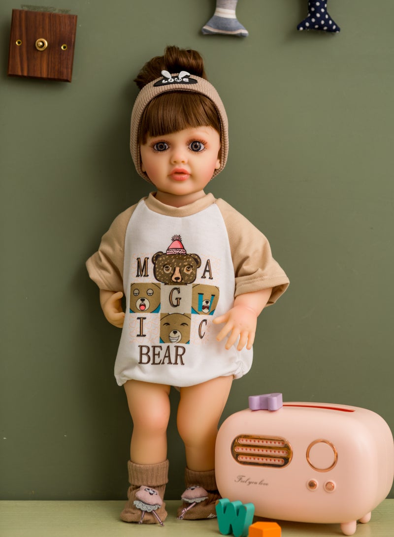 OLUDENIZ Kids Full Silicone Baby Doll – 55 cm Tall, Fashionable Outfits - Image 1