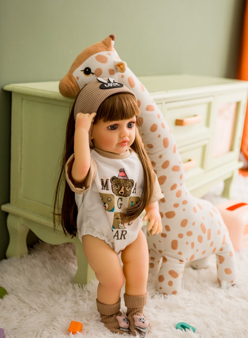 OLUDENIZ Kids Full Silicone Baby Doll – 55 cm Tall, Fashionable Outfits - Image 4