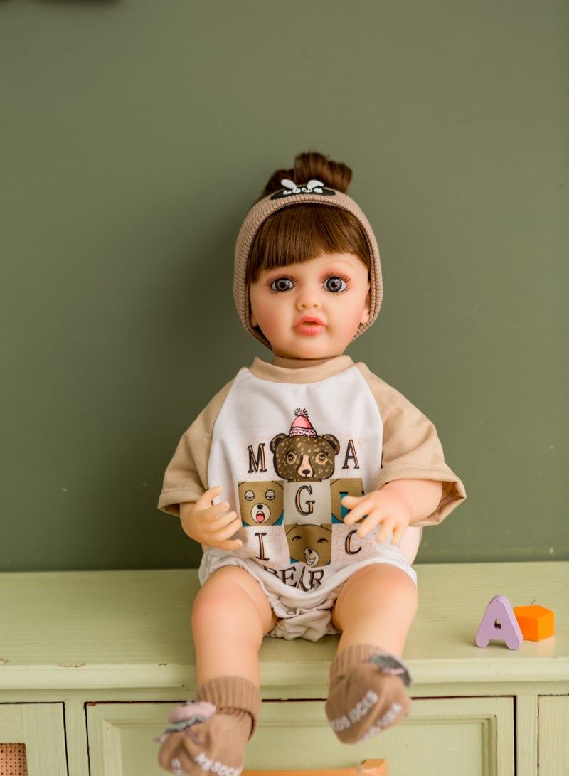 OLUDENIZ Kids Full Silicone Baby Doll – 55 cm Tall, Fashionable Outfits - Image 5