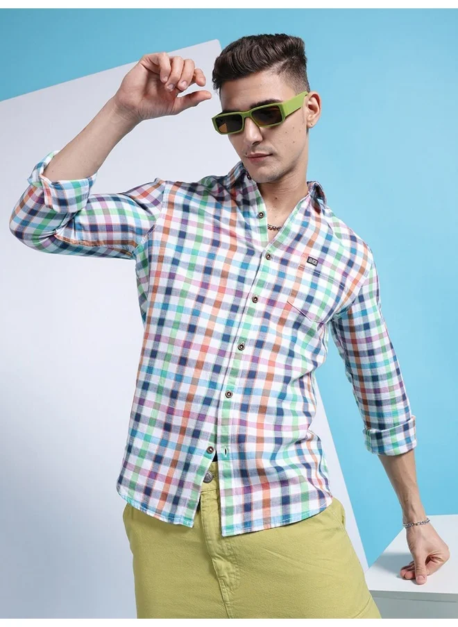 شركة المرآب الهندية Pastel Green Slim Casual Plain Shirt