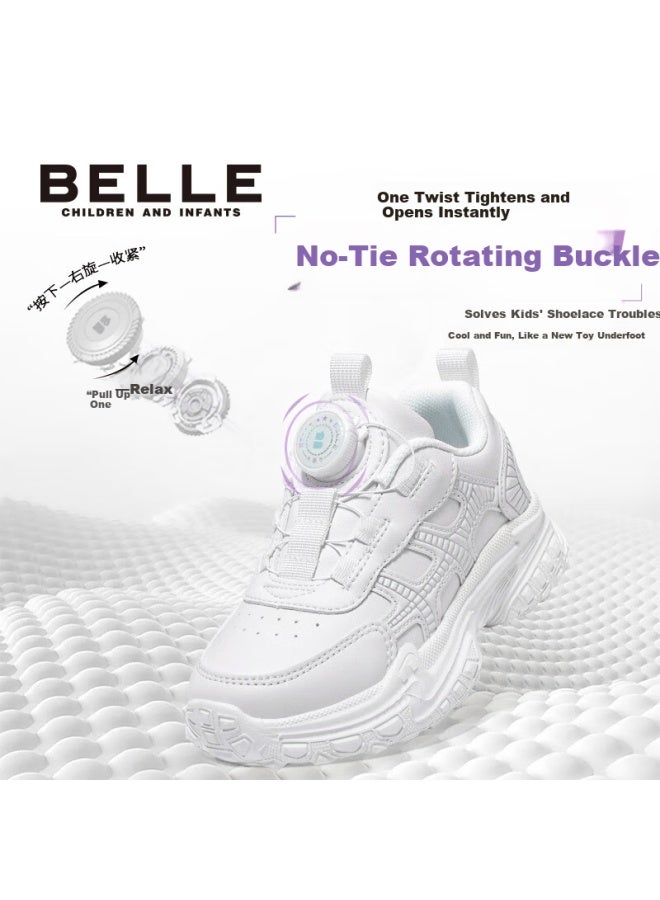 Belle Kids Shoes Children's Sports Shoes Autumn School Casual White Shoes Uni Pink Size 33 - Image 1
