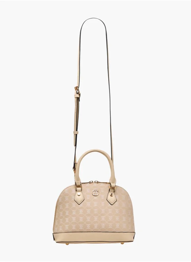 ايل Women Monogram Print Tote Bag with Adjustable Strap and Handles