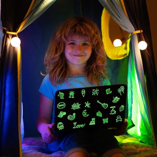 Robmoda Neon Water Bottle Stickers for Kids Glow in The Dark, 72 PCS Vinyl Art Waterproof Stickers Pack for Laptop Skateboard Phone Case, Cute Colorful Neon Sticker for Teens - Image 2