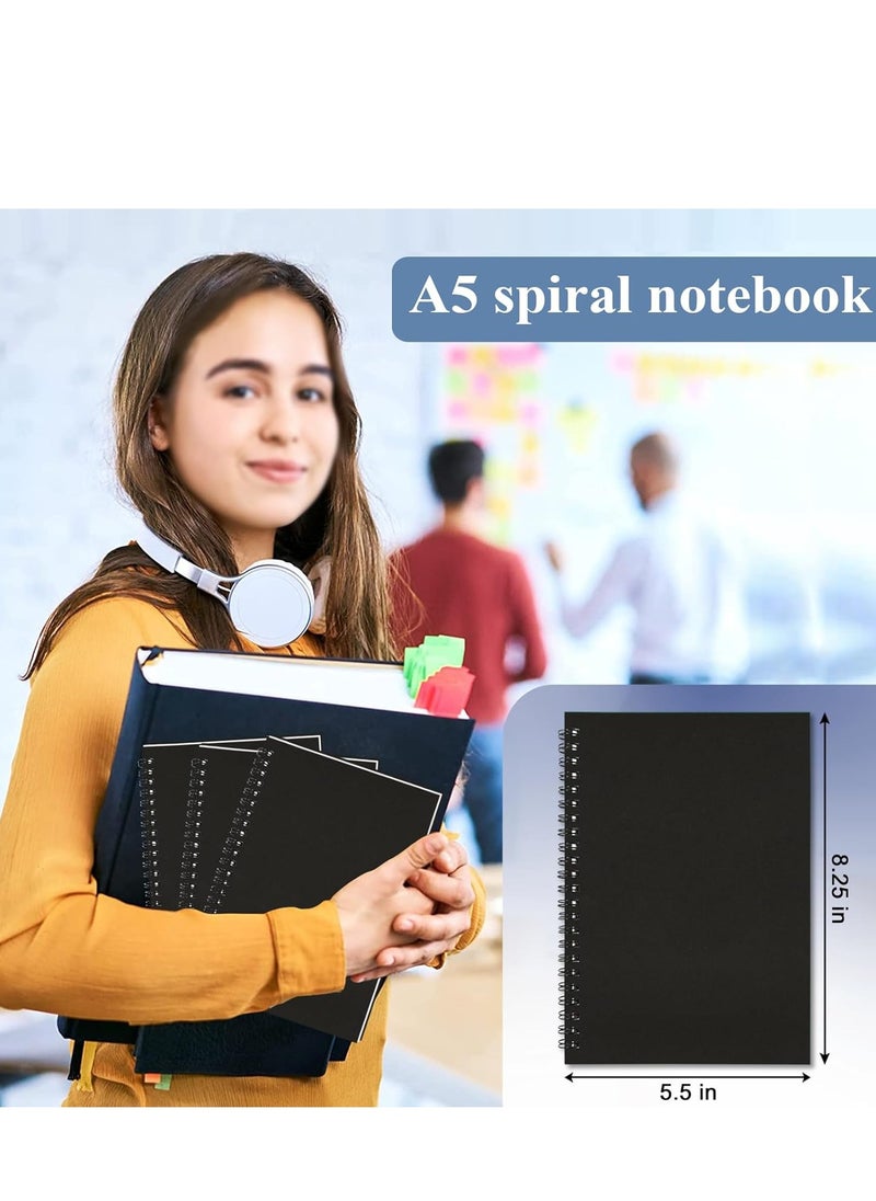 4 Pack A5 Spiral Notebooks, 100 Lined Pages Writing Pads for Notes, Journaling, Sketching, and Drawing – Ideal for School, Office, and Home Use