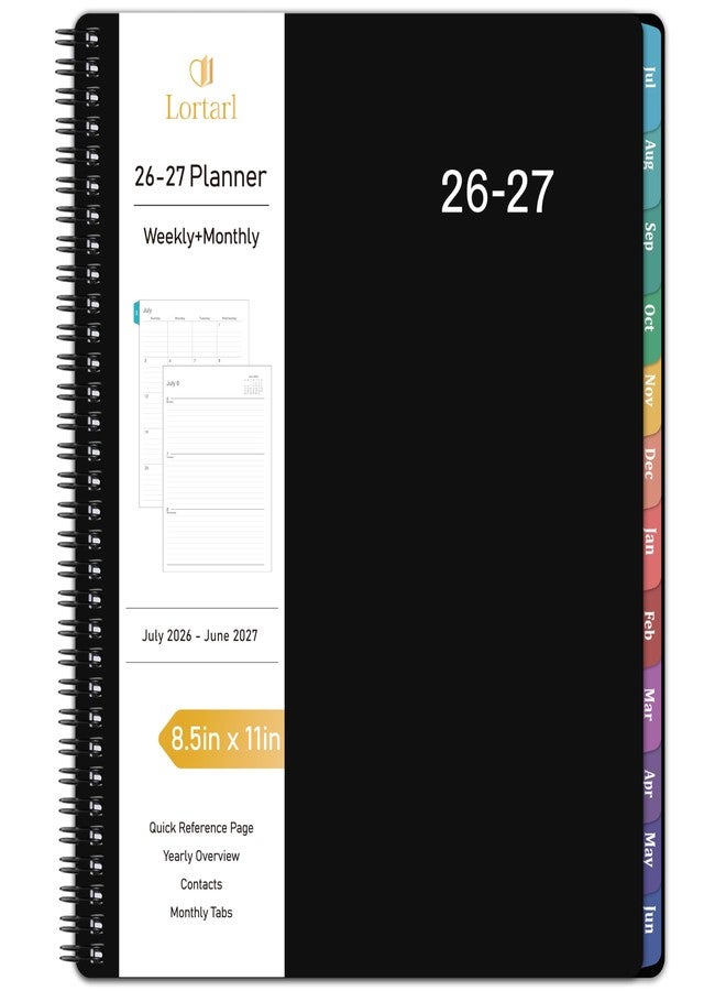 Lortarl Planner 2026-2027 - Weekly Monthly Planner from July 2026 to June 2027, Academic Planner 2026-2027 with Spiral Bound, 8.5'' x 11'' - Image 1