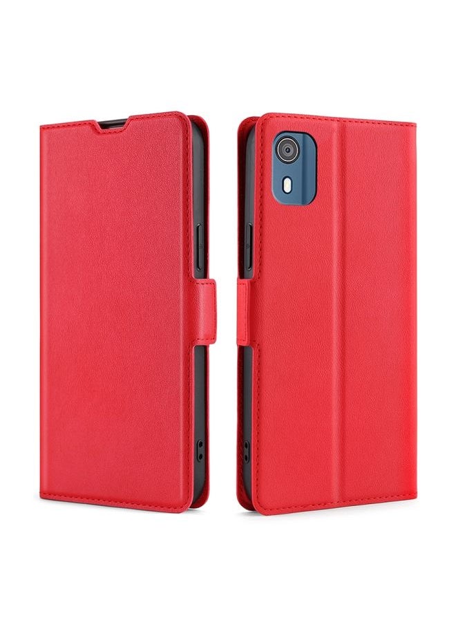 HuHa - Case Cover For For Nokia C02 TA-1522 Ultra-thin Voltage Side Buckle Horizontal Flip Leather Phone Case(Red) - Image 1