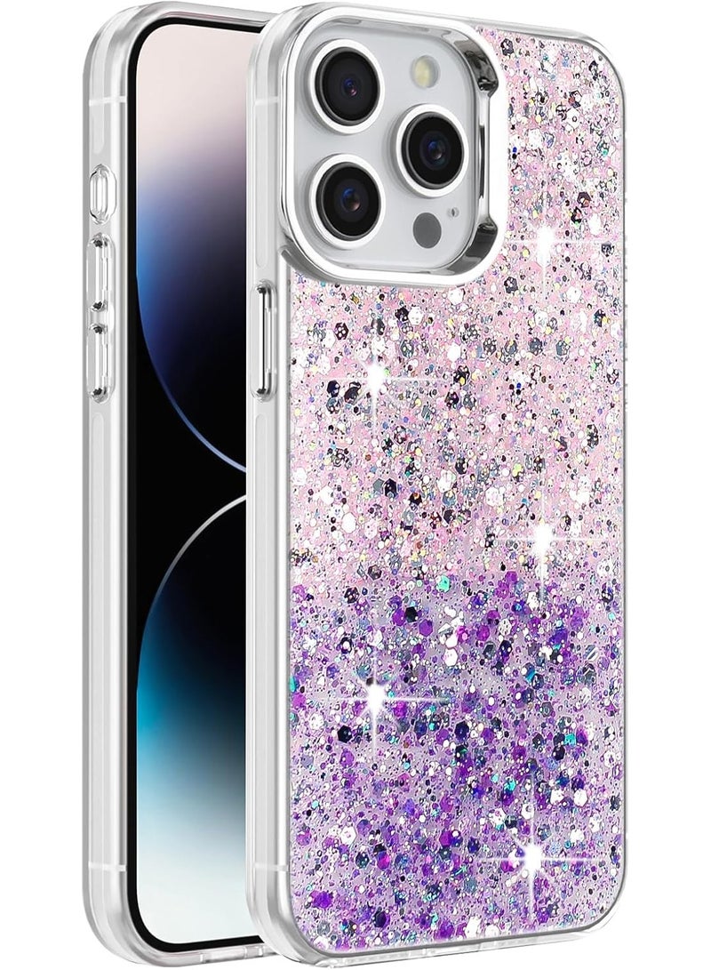 Compatible with iPhone 15 Pro Max (6.7 Inch) Case, Clear Glitter Bling Sparkly, Soft TPU Frame Bumper, Hard-Back Cover for Women & Girls, Transparent Protective Phone Case - Image 1