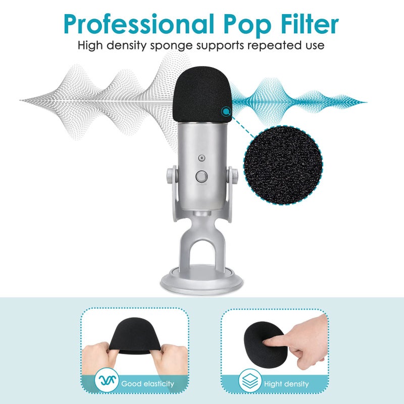 YOUSHARES Foam Windscreen for Blue Yeti, Yeti Pro, MXL, Audio Technica and Other Large Microphones, Pop Filter Cover made from Quality Sponge Material by  (Black) - Image 2