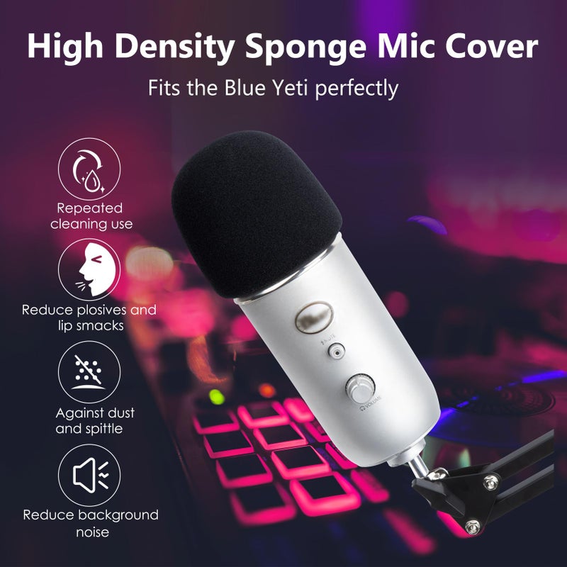 YOUSHARES Foam Windscreen for Blue Yeti, Yeti Pro, MXL, Audio Technica and Other Large Microphones, Pop Filter Cover made from Quality Sponge Material by  (Black) - Image 4