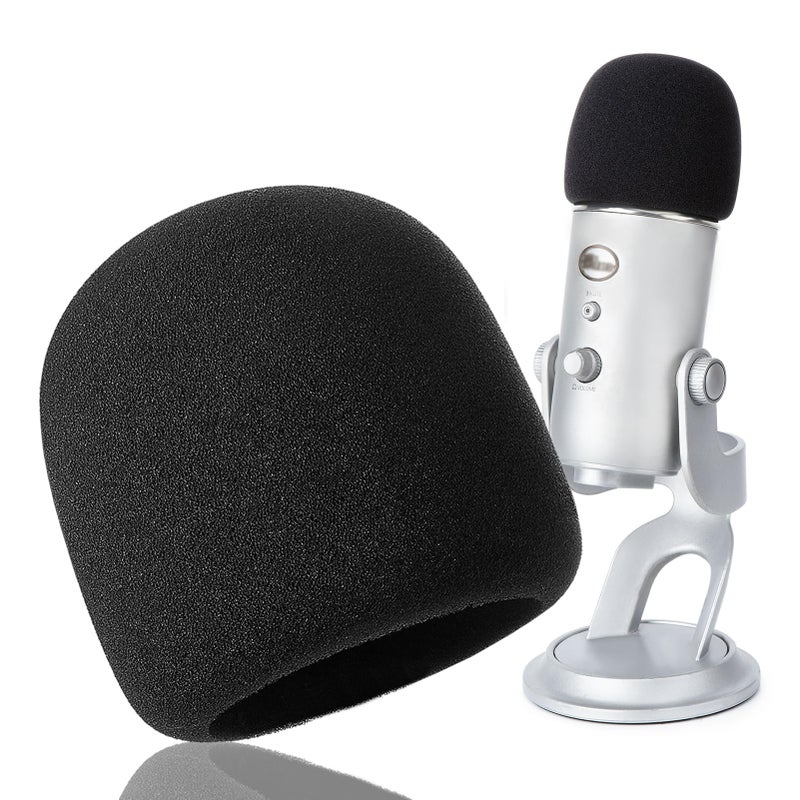 YOUSHARES Foam Windscreen for Blue Yeti, Yeti Pro, MXL, Audio Technica and Other Large Microphones, Pop Filter Cover made from Quality Sponge Material by  (Black) - Image 1