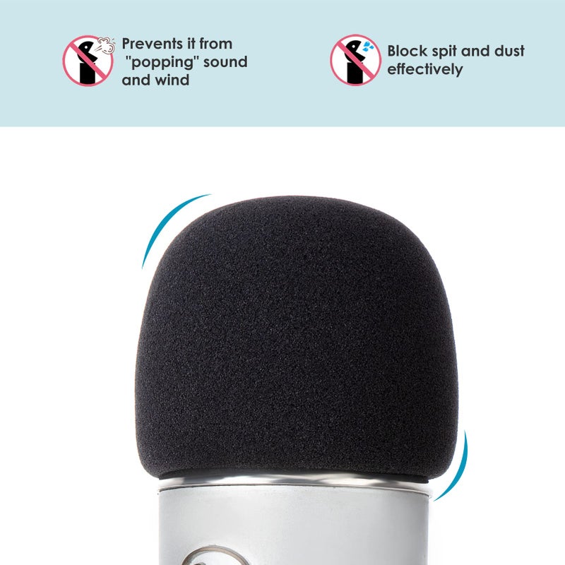 YOUSHARES Foam Windscreen for Blue Yeti, Yeti Pro, MXL, Audio Technica and Other Large Microphones, Pop Filter Cover made from Quality Sponge Material by  (Black) - Image 3