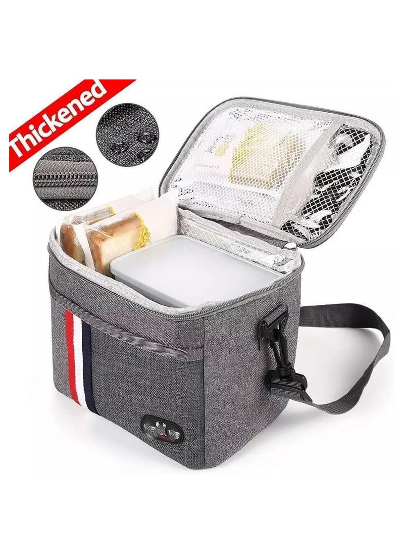 Folanry Portable Large Insulated Cooler Lunch Bag, Leak Proof Water Resistant Lunch Bag,For Men Women Adult, Handbag with Adjustable Shoulder Strap  (Grey)  - Image 2