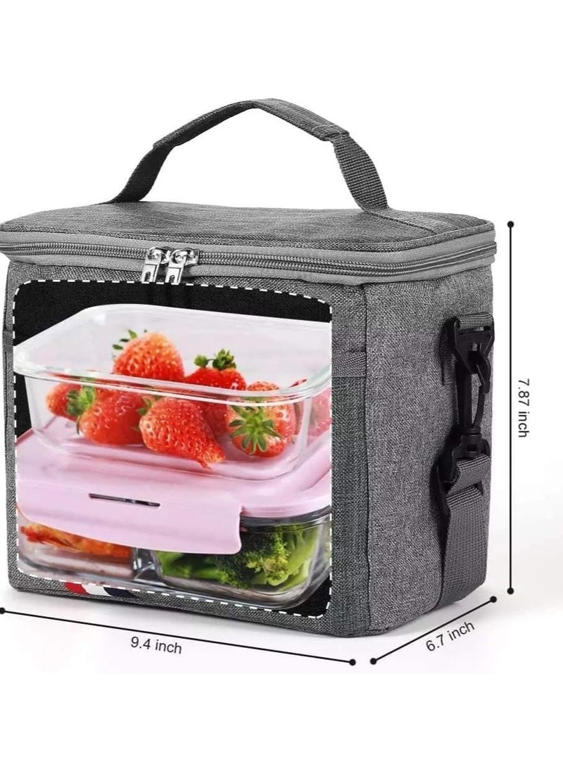 Folanry Portable Large Insulated Cooler Lunch Bag, Leak Proof Water Resistant Lunch Bag,For Men Women Adult, Handbag with Adjustable Shoulder Strap  (Grey)  - Image 3