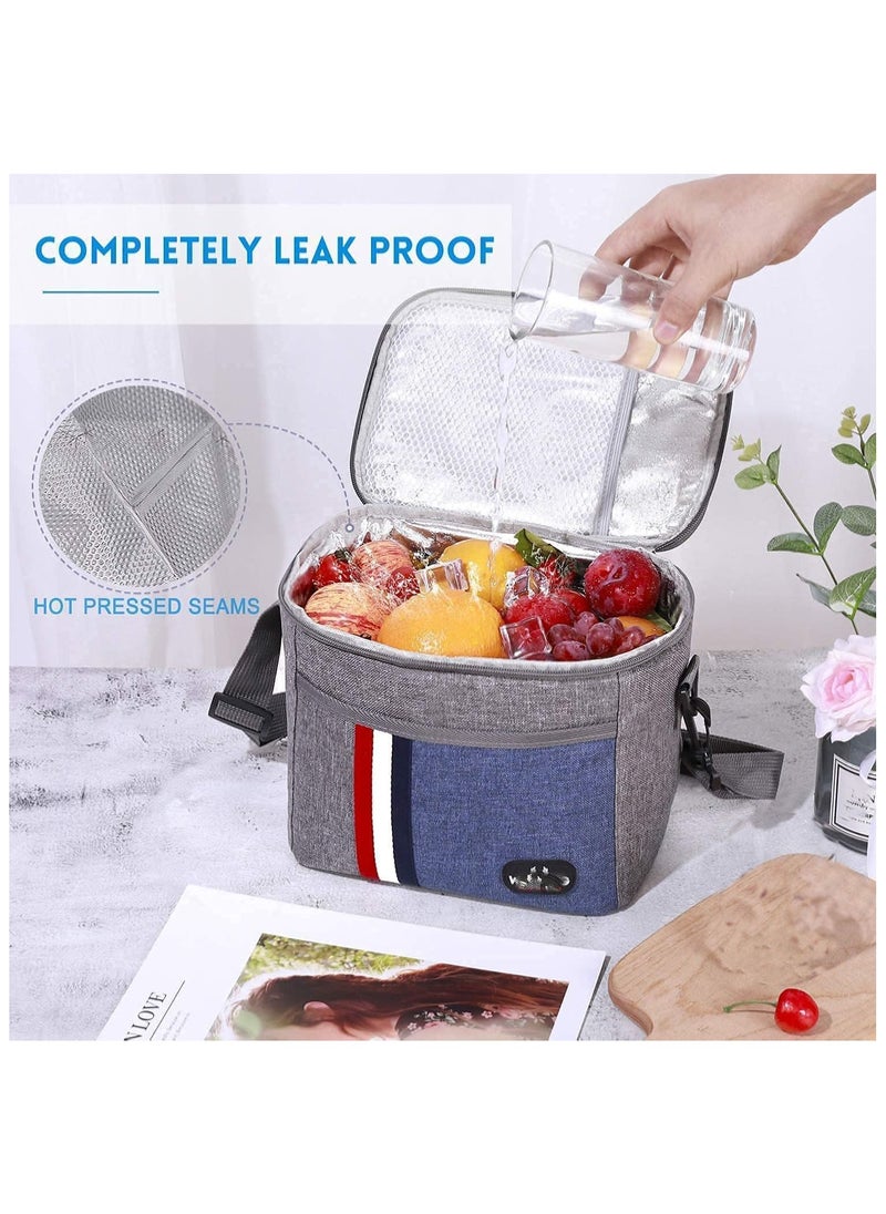 Folanry Portable Large Insulated Cooler Lunch Bag, Leak Proof Water Resistant Lunch Bag,For Men Women Adult, Handbag with Adjustable Shoulder Strap  (Grey)  - Image 5