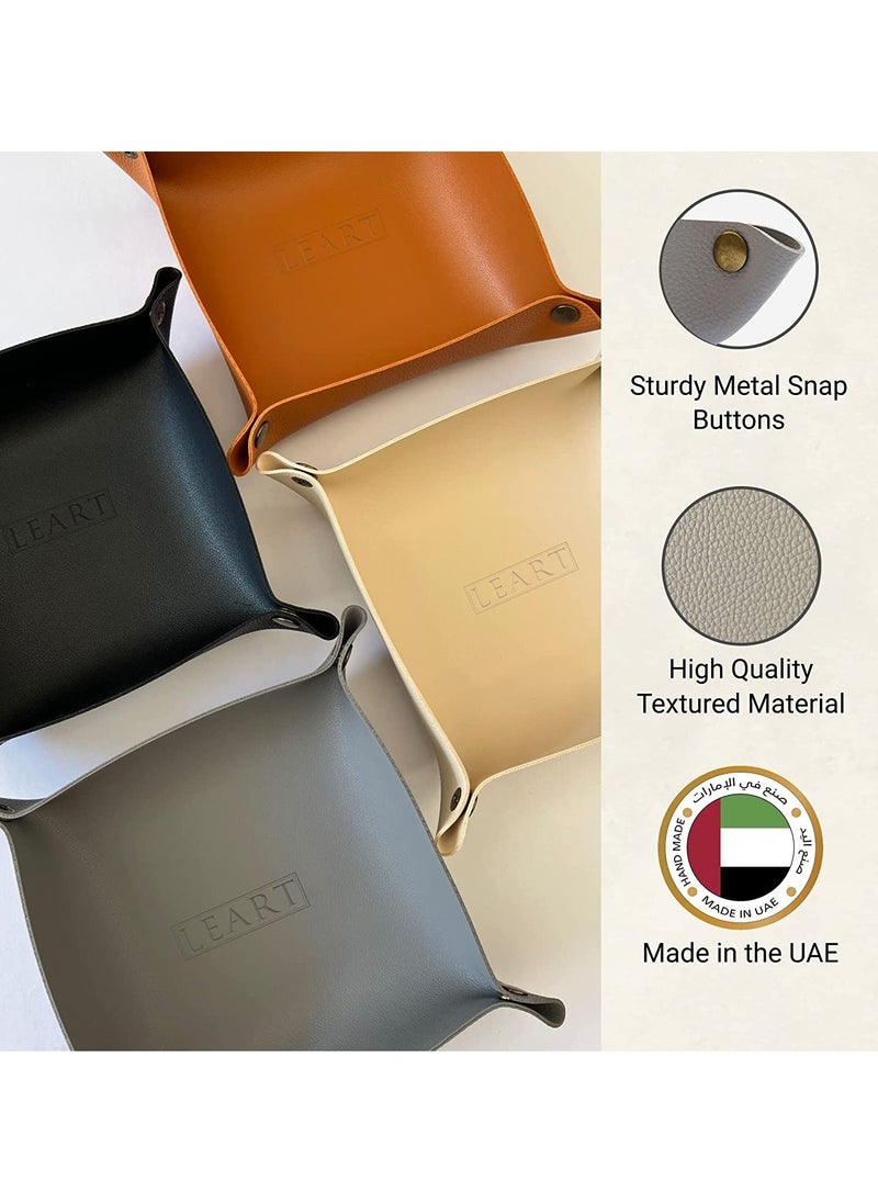 لي آرت Valet Tray - صينية صغيرة ومدمجة لتخزين الأغراض | منظم للمكتب، بجانب السرير، مدخل المنزل | صينية لتخزين المفاتيح والعملات المعدنية والقرطاسية والمجوهرات (رمادي)  - Image 3