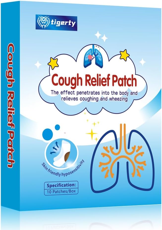 tigerty Cough Patch Easy Stickers  Sticker Patches for Kids and Adults  AllNatural Cold and Cough Relief Chemical Free  Natural Herb Cough Patch 10 Pack - Image 1