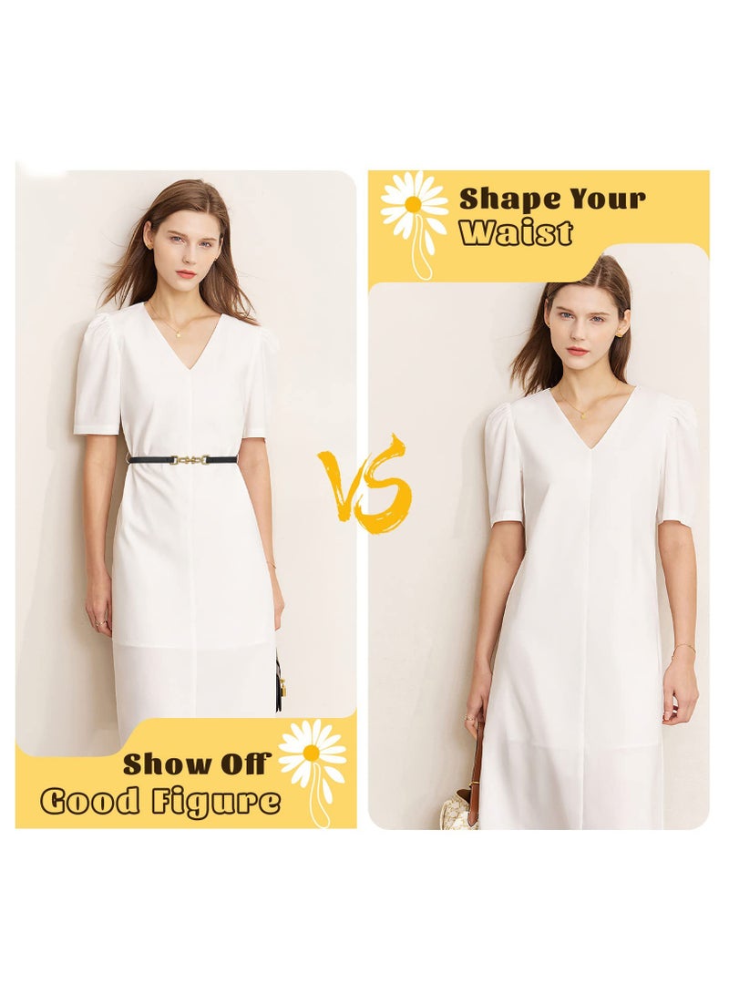 SOLARAE 3 Pack Leather Skinny Women Belt Adjustable Thin Waist Belts with Alloy Buckle for Blouse Dresses - Image 3