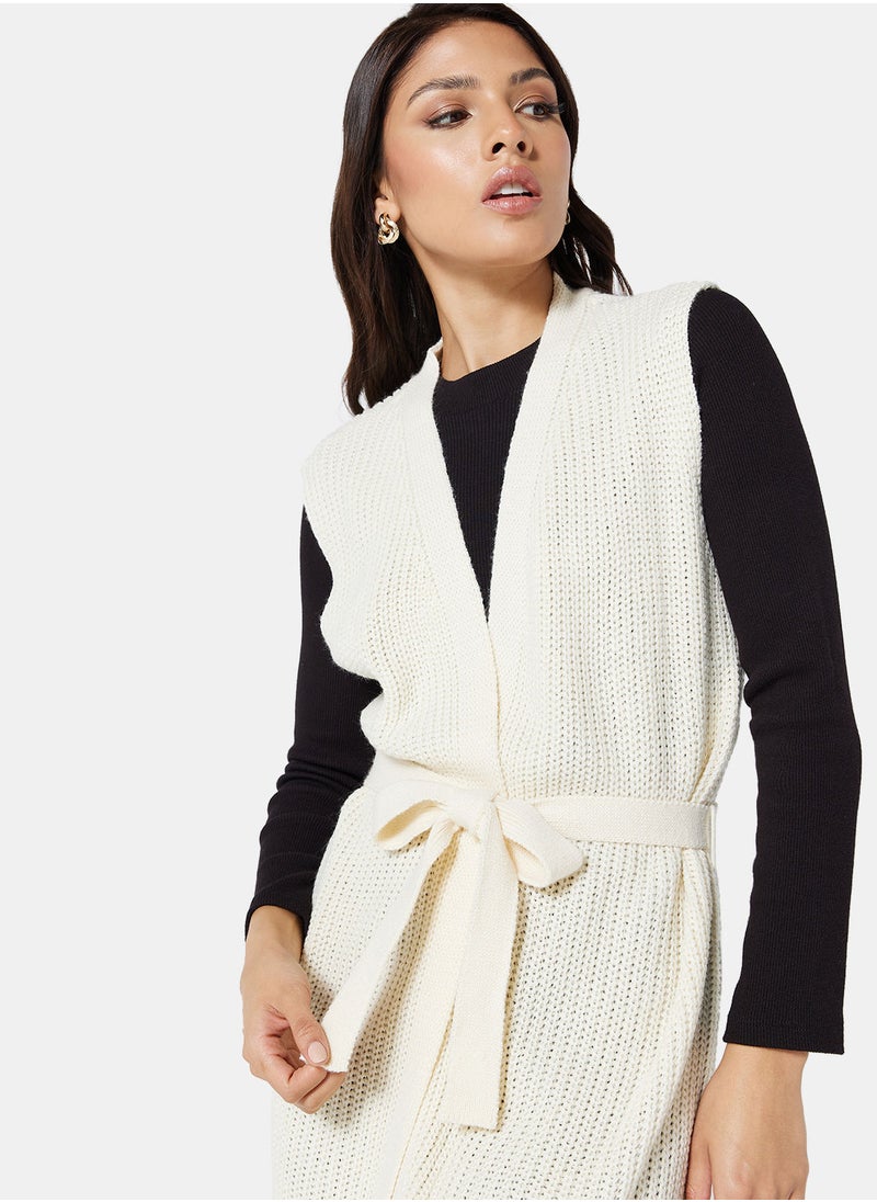 Jacqueline de Yong - Knitted Longline Sleeveless Cardigan - Image 1
