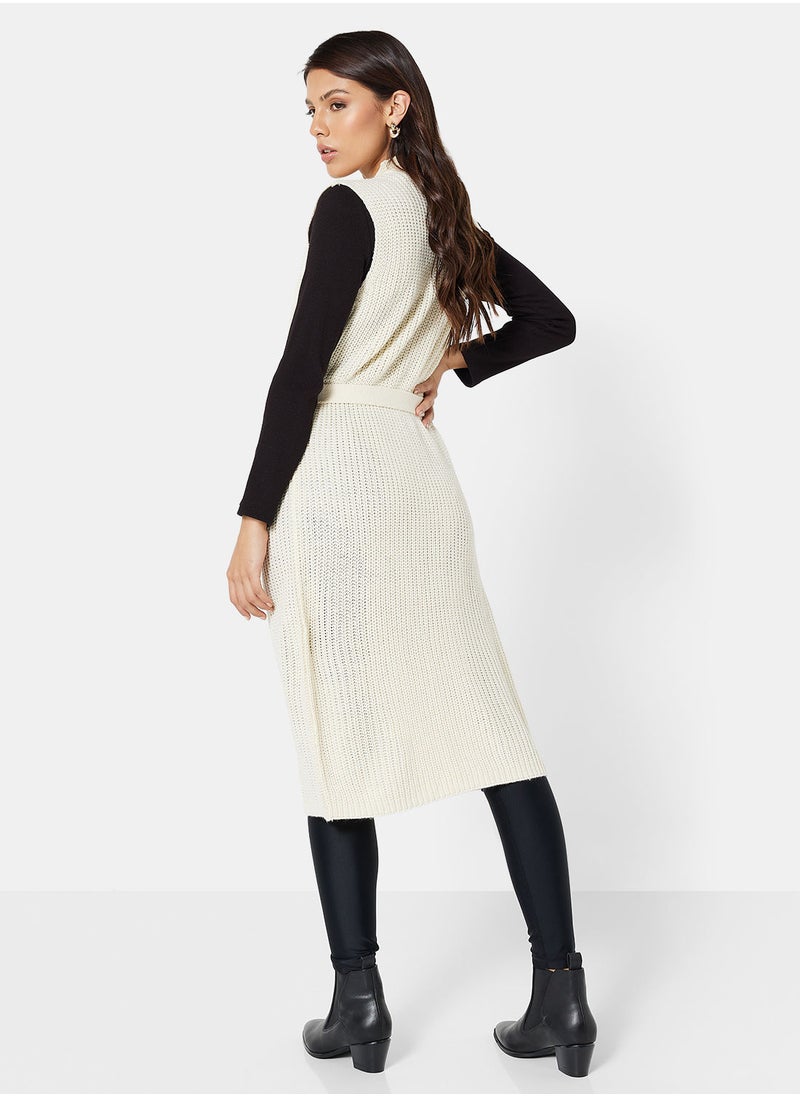 Jacqueline de Yong - Knitted Longline Sleeveless Cardigan - Image 1