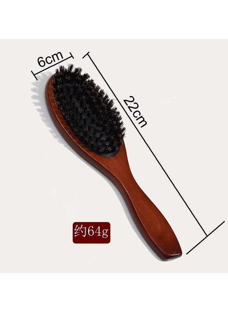 Generic Natural Boar Bristle Solid Wood Detangling Brush, Suitable for Natural, Dry, Wet, Curly, Straight Hair, Unisex (Brown)  - Image 2