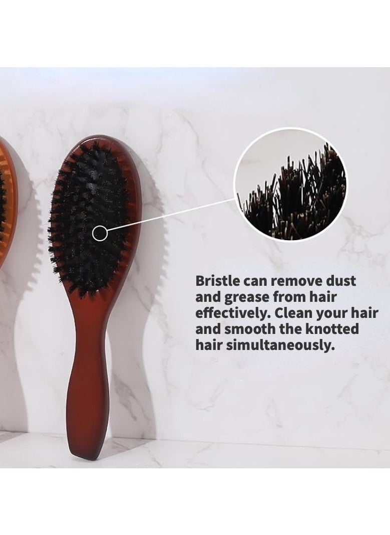 Generic Natural Boar Bristle Solid Wood Detangling Brush, Suitable for Natural, Dry, Wet, Curly, Straight Hair, Unisex (Brown)  - Image 5
