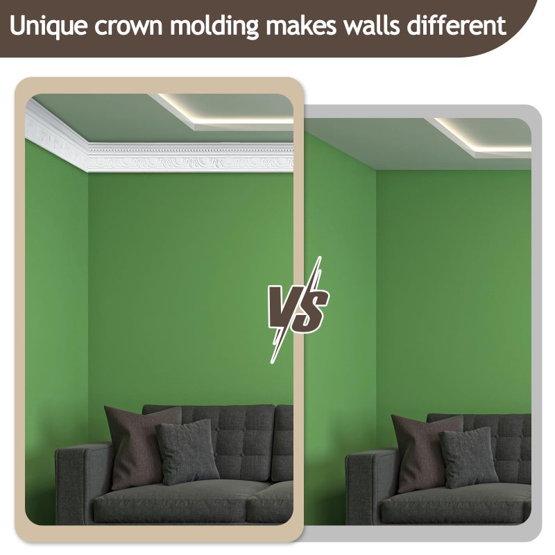 Marsui 4 Pcs Ceiling Crown Molding Trim 4-1/2 Inch Face x 94.5 in Long Total Decorative Ceiling Crown Moulding Trim Installed with Glue (Not Included) Luxe Style Decor(Elegant Style) - Image 5
