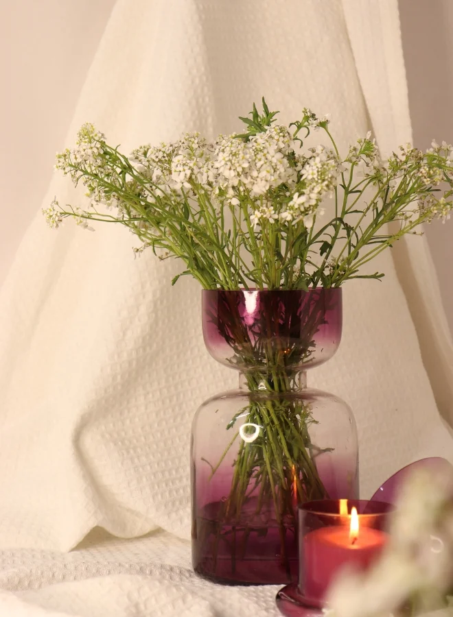 Muun Home Tall Tinted Glass Flower Vase for Home Decor - Lilac
