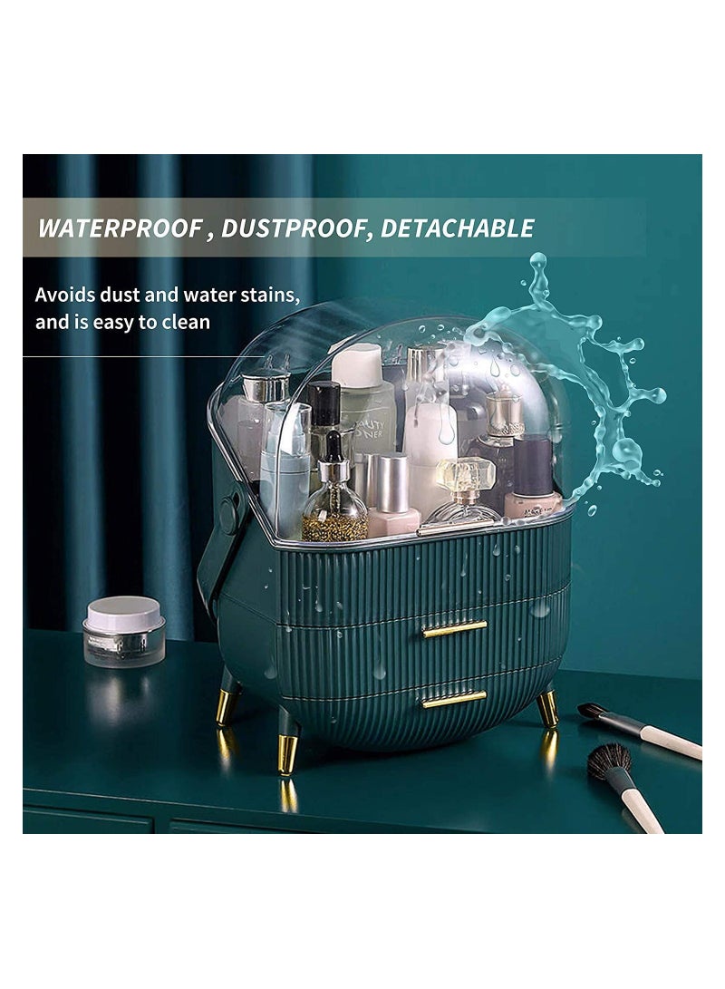 ORiTi Large Cosmetic Makeup Organizer , Dust Water Proof Cosmetics Storage Display Case, Suitable for Bathroom Countertop and Bedroom Vanity Dresser GREEN - Image 3