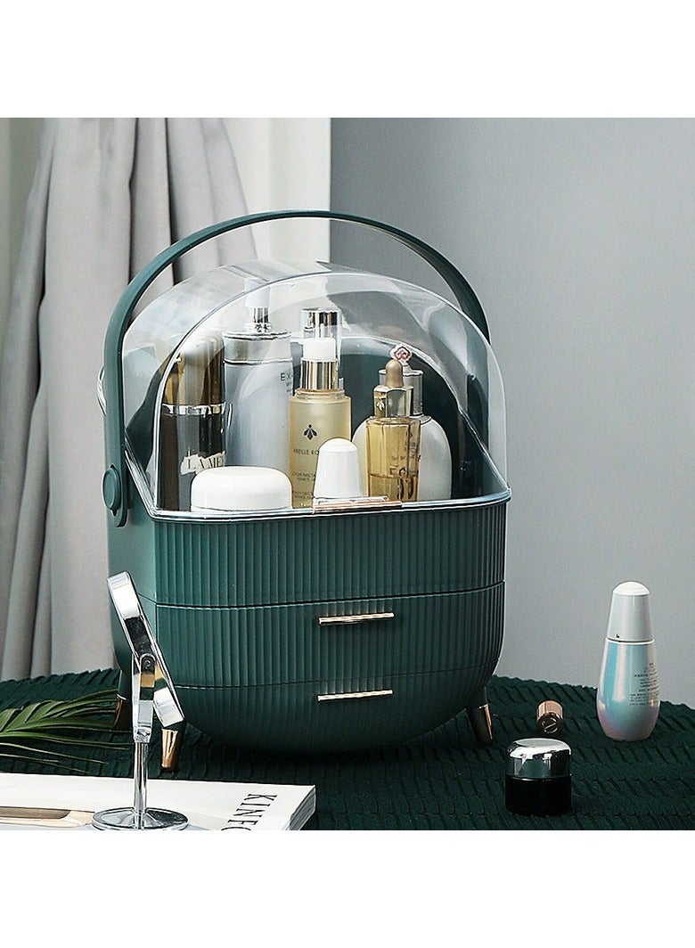 ORiTi Large Cosmetic Makeup Organizer , Dust Water Proof Cosmetics Storage Display Case, Suitable for Bathroom Countertop and Bedroom Vanity Dresser GREEN - Image 2
