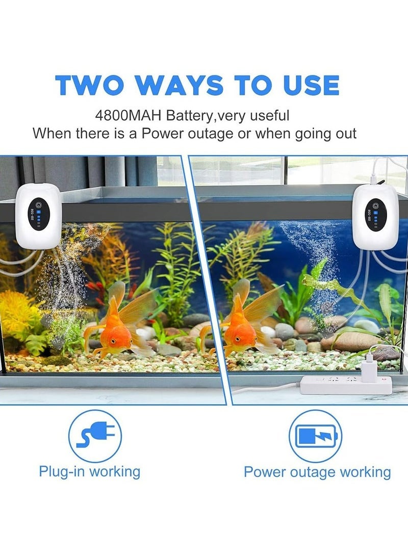 general Fishing Aquarium Pump,Portable Aquarium Air Pump,Quiet Fish Tank Aerator for Up to 20-400 Gal Tank, Lithium Battery Powered Oxygen Pump with Accessories, for Outdoor Fishing - Image 2