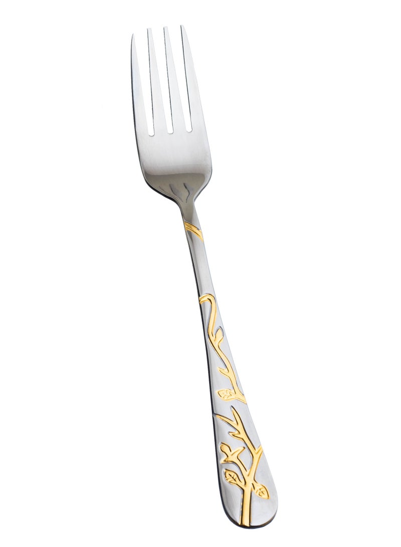 Hic 6-Piece Stainless Steel Dinner Fork Set Silver With Gold  - Image 2