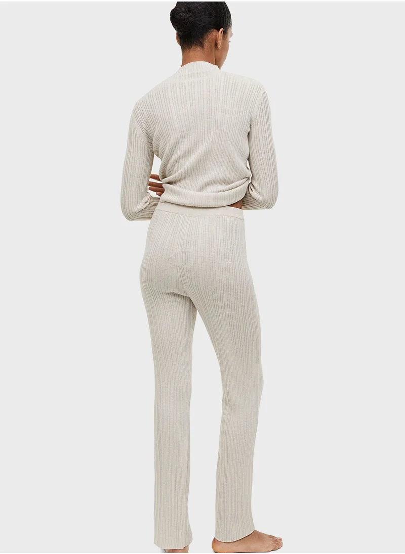 اتش اند ام Rib-knit Flared Trouser Pants