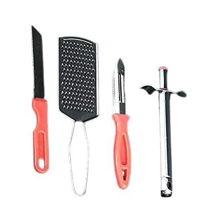 Qwid 4 PCs Multipurpose Kitchen Set ComboVegetable Cutter with Peeler Stainless Steel Gas Lighter with 1 Knife - Image 3