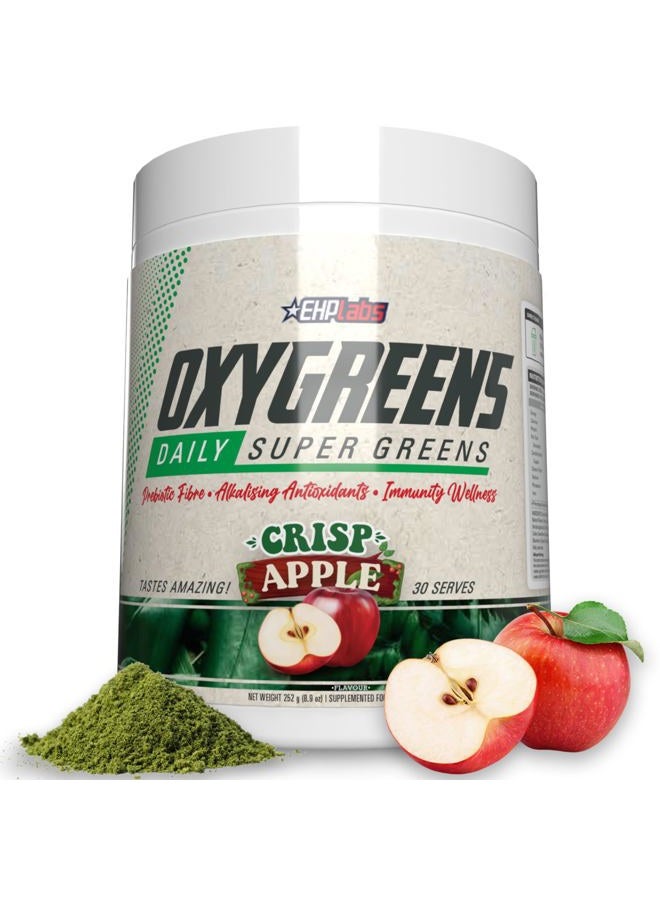 EHP Labs OxyGreens Super Greens Powder - Spirulina & Chlorella Superfood, Green Juice Powder & Greens Supplements with Prebiotic Fibre, Antioxidants & Immunity Support, 30 Serves (Crisp Apple) - Image 2