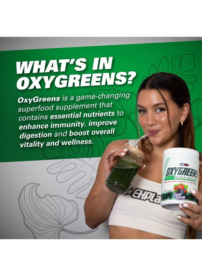 EHP Labs OxyGreens Super Greens Powder - Spirulina & Chlorella Superfood, Green Juice Powder & Greens Supplements with Prebiotic Fibre, Antioxidants & Immunity Support, 30 Serves (Crisp Apple) - Image 3
