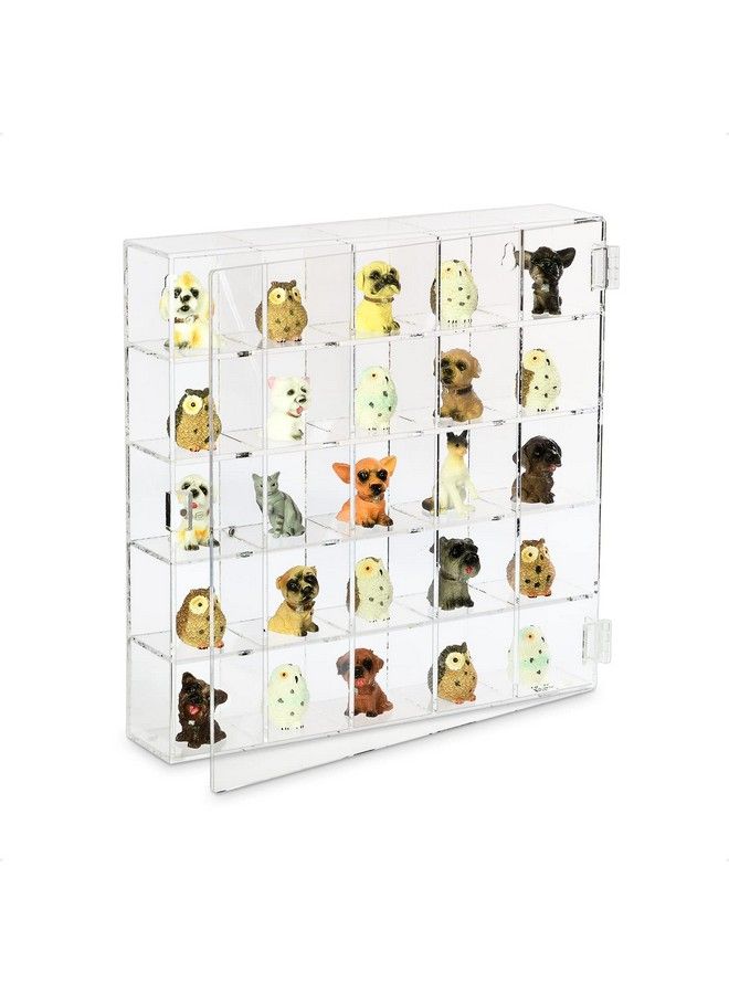 Ikee Design Acrylic Collection 25 Compartments Display Case With Magnets Door Wall Mounted Storage Organizer Rack For Small Pop Figure Doll And Gemstones Compartment: 2" W X 1.8" D X 2" H - Image 2