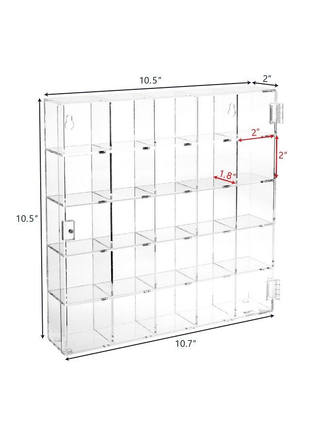 Ikee Design Acrylic Collection 25 Compartments Display Case With Magnets Door Wall Mounted Storage Organizer Rack For Small Pop Figure Doll And Gemstones Compartment: 2" W X 1.8" D X 2" H - Image 3