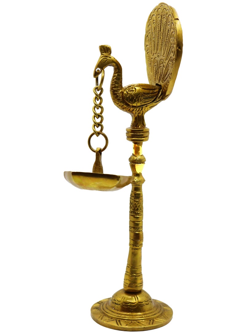 Set of 2 Peacock Oil Lamp Diya in Brass - Image 1