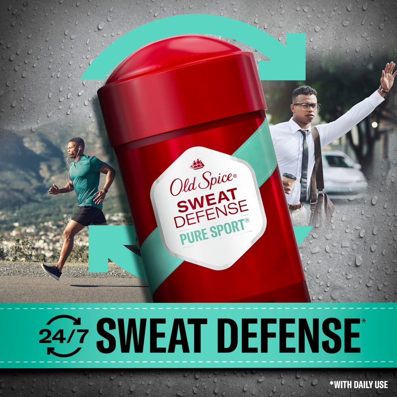Old Spice Sweat Defense Antiperspirant & Deodorant for Men, 24/7 Ultimate Sweat Protection, Long Lasting Scent, Soft Solid, Pure Sport Scent, 2.6 oz (Pack of 2) - Image 4